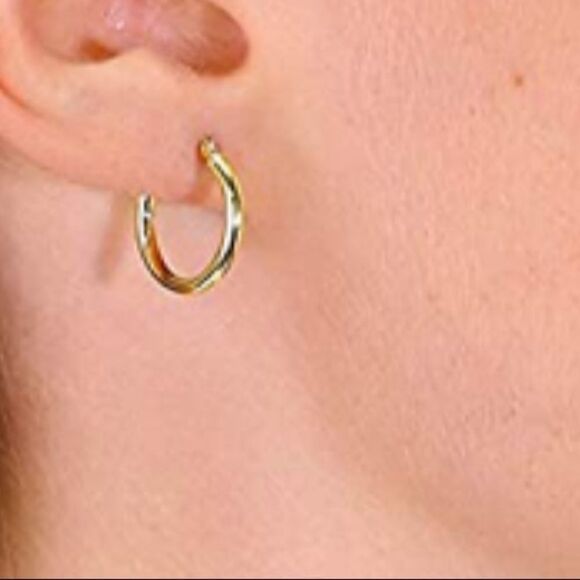 Sold 14k Gold 18mm Hoop Earrings - Picture 1 of 6